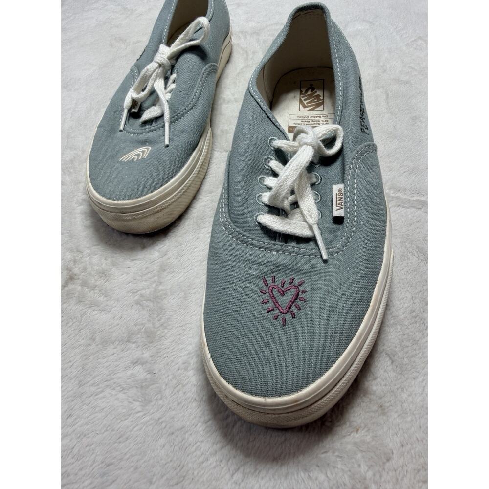 Vans Eco Theory Authentic Sneakers Mens 9 Womens 10.5 Blue Hemp Cotton Hearts